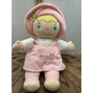 Linzy My First Doll Plush Pink Stuffed Baby Toy‎ Embroidered Accents Blonde Hair